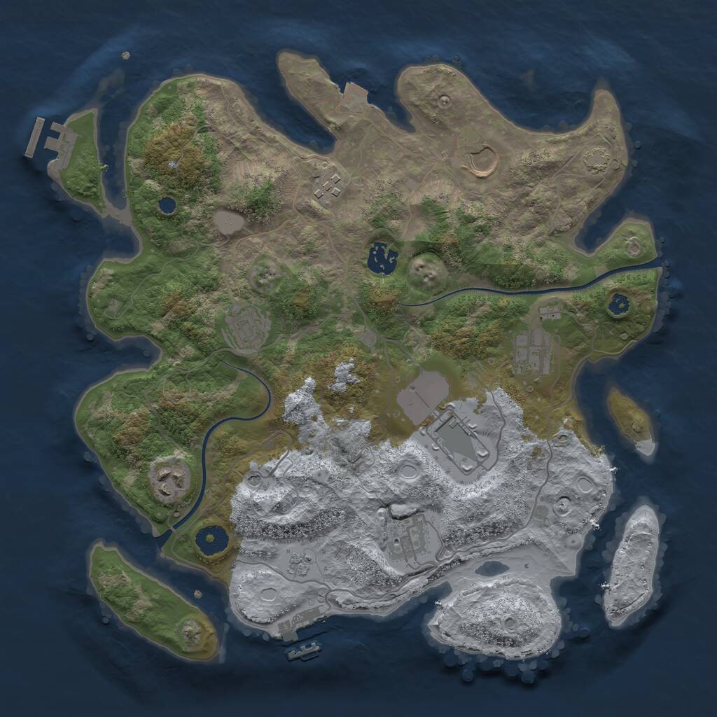 Rust Map: Procedural Map, Size: 3500, Seed: 3664723, 14 Monuments