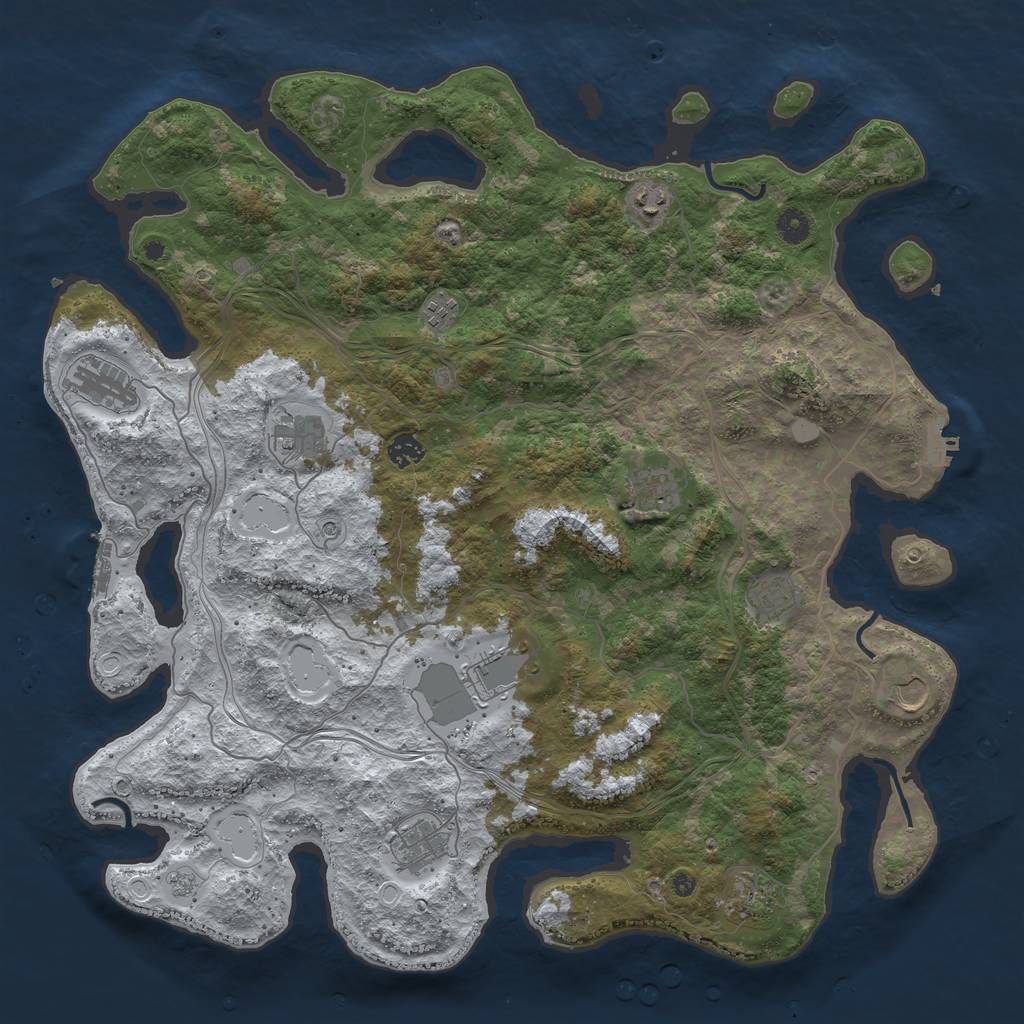 Rust Map: Procedural Map, Size: 4500, Seed: 5311583, 20 Monuments