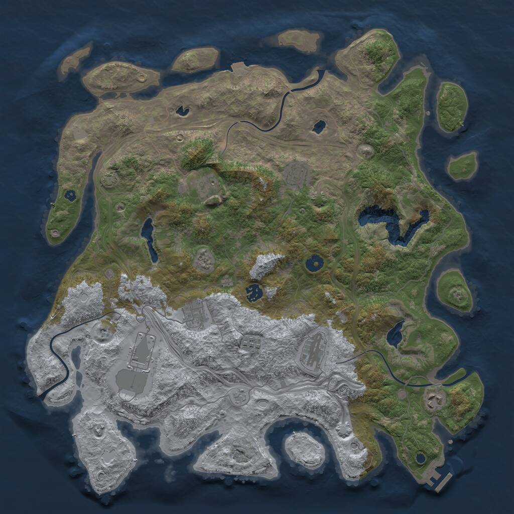Rust Map: Procedural Map, Size: 4500, Seed: 5621554, 13 Monuments
