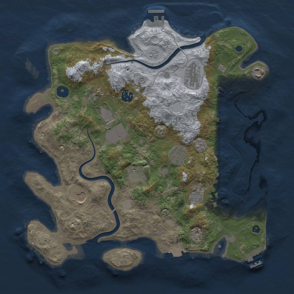 Rust Map: Procedural Map, Size: 3700, Seed: 6428614, 16 Monuments