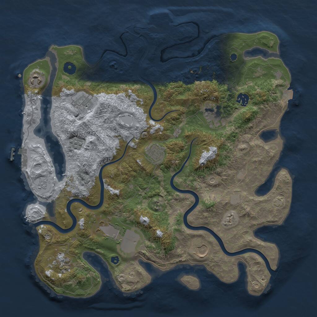 Rust Map: Procedural Map, Size: 3800, Seed: 2389504, 15 Monuments