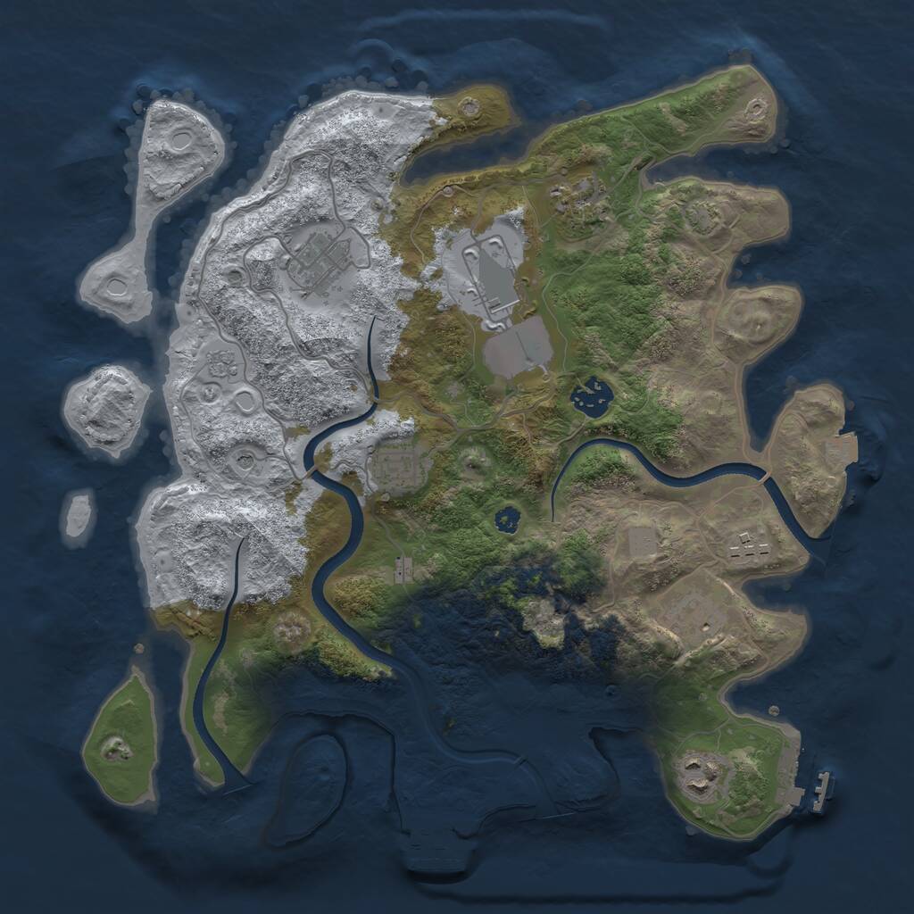 Rust Map: Procedural Map, Size: 3500, Seed: 2331536, 14 Monuments
