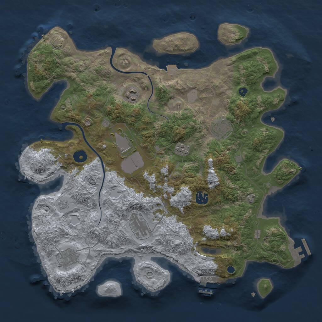 Rust Map: Procedural Map, Size: 3700, Seed: 6401125, 13 Monuments
