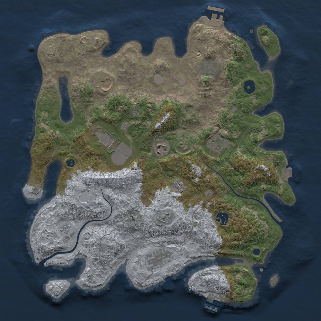 Rust Map: Procedural Map, Size: 3800, Seed: 4388319, 14 Monuments