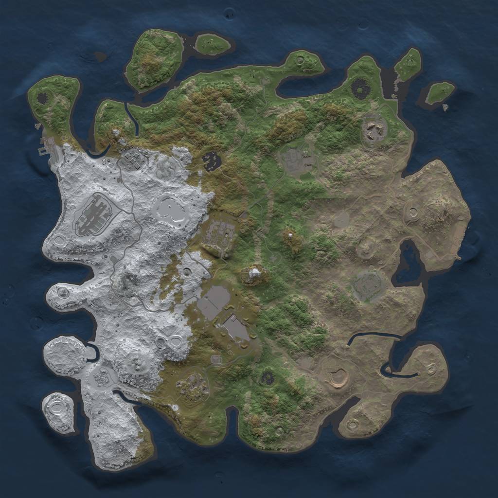 Rust Map: Procedural Map, Size: 3800, Seed: 2529948, 19 Monuments