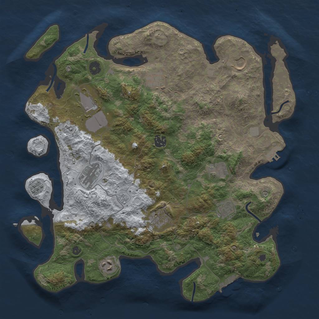 Rust Map: Procedural Map, Size: 3800, Seed: 1905525, 19 Monuments