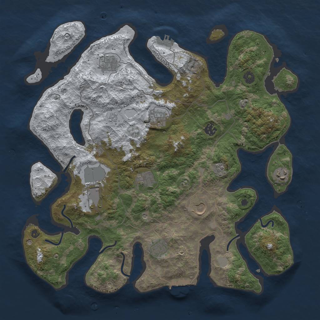 Rust Map: Procedural Map, Size: 4000, Seed: 5664900, 18 Monuments