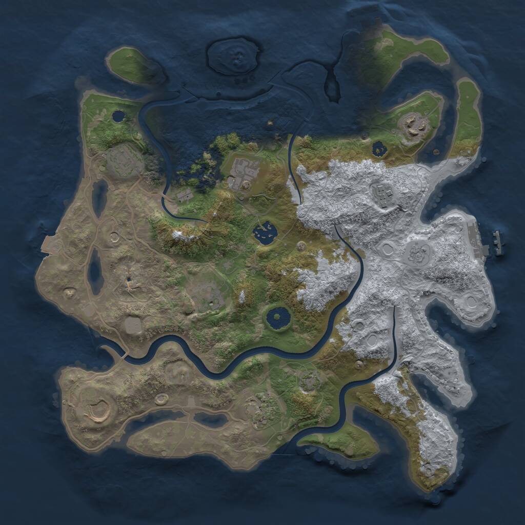 Rust Map: Procedural Map, Size: 3500, Seed: 5501131, 14 Monuments