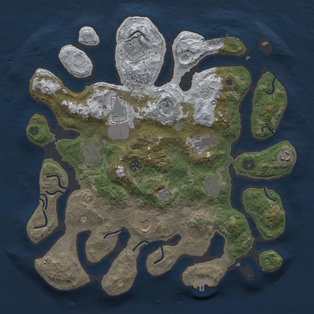 Rust Map: Procedural Map, Size: 3800, Seed: 1770476, 18 Monuments