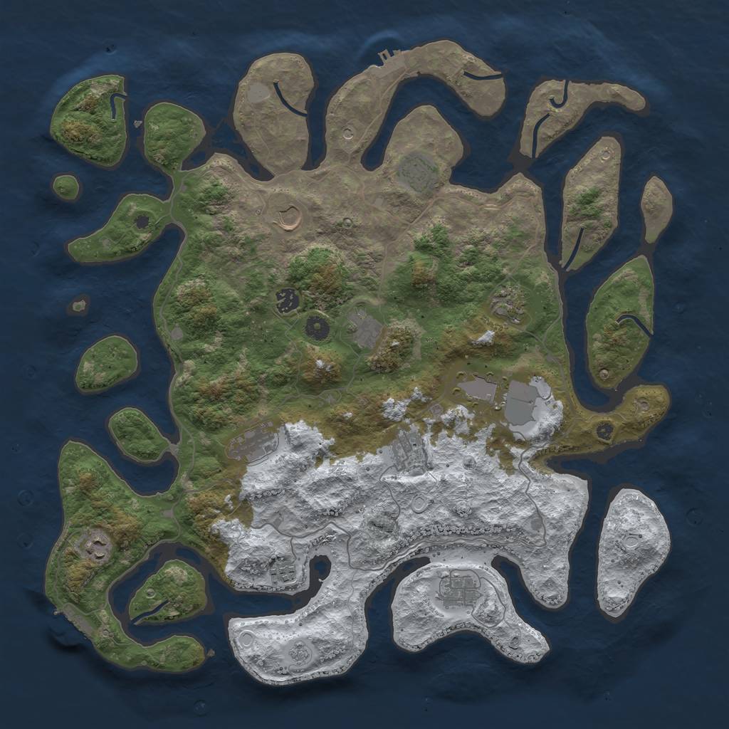 Rust Map: Procedural Map, Size: 4500, Seed: 1672604, 20 Monuments