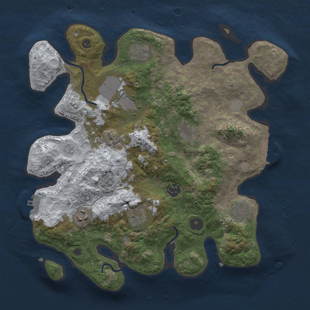 Rust Map: Procedural Map, Size: 3500, Seed: 5809501, 17 Monuments