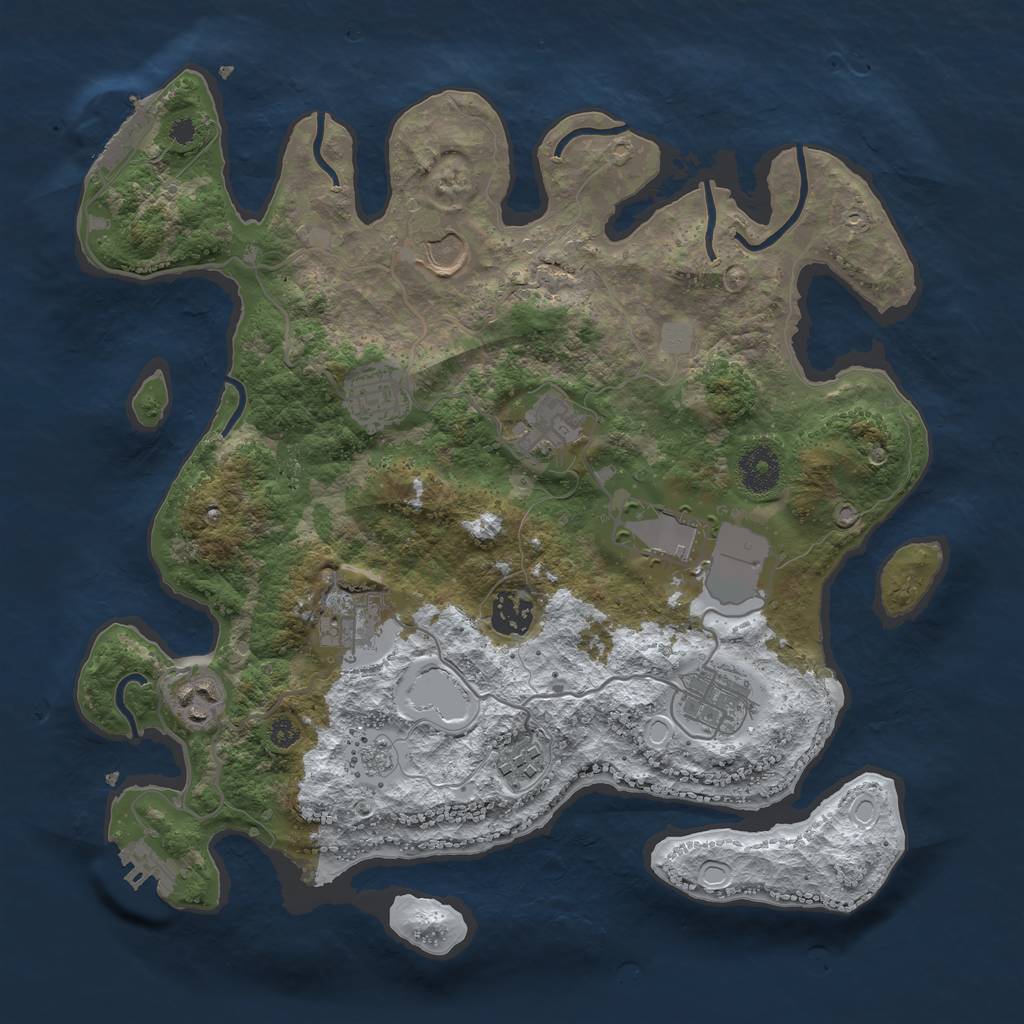 Rust Map: Procedural Map, Size: 3500, Seed: 5407680, 17 Monuments