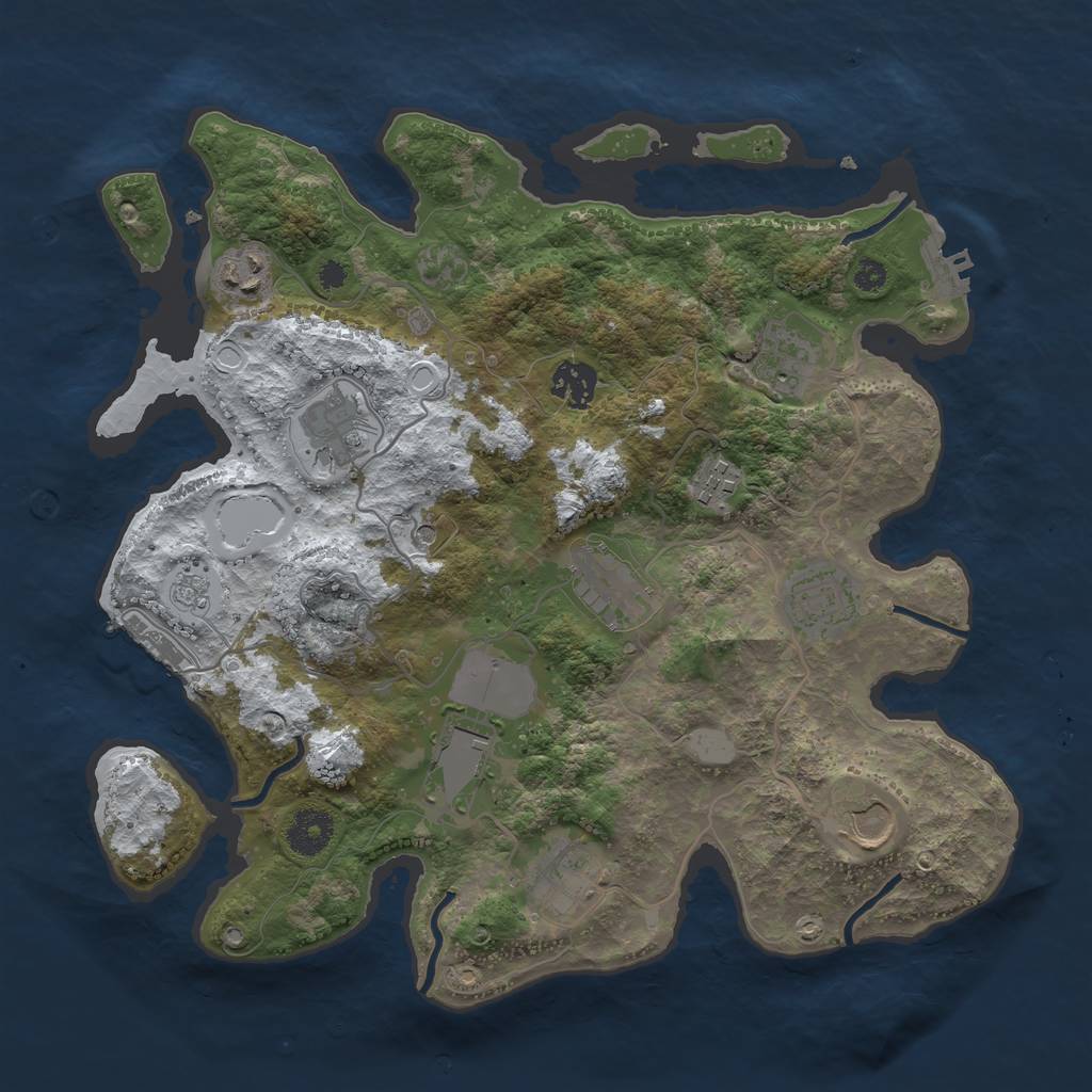 Rust Map: Procedural Map, Size: 3500, Seed: 443879, 19 Monuments
