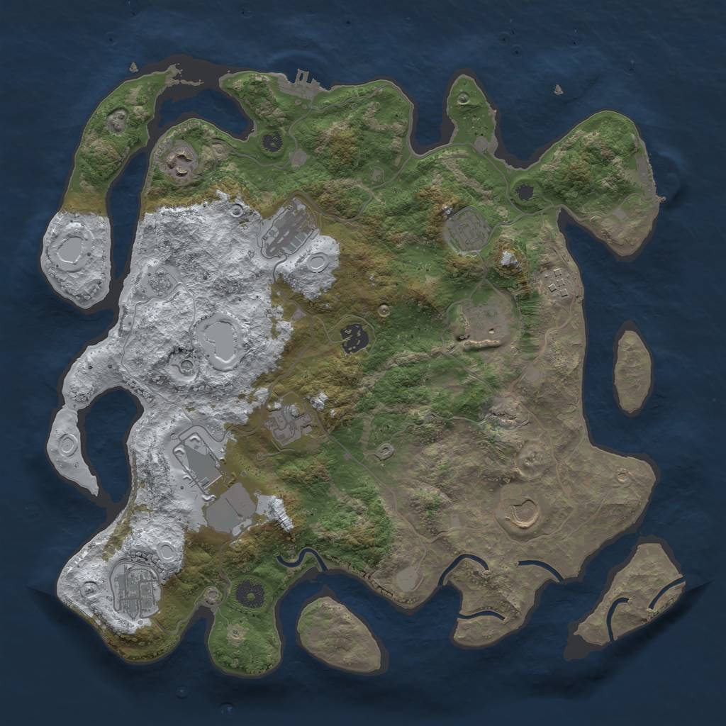 Rust Map: Procedural Map, Size: 3800, Seed: 840989, 19 Monuments