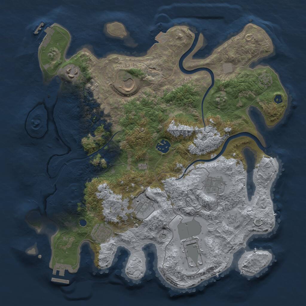 Rust Map: Procedural Map, Size: 3500, Seed: 2059551, 14 Monuments