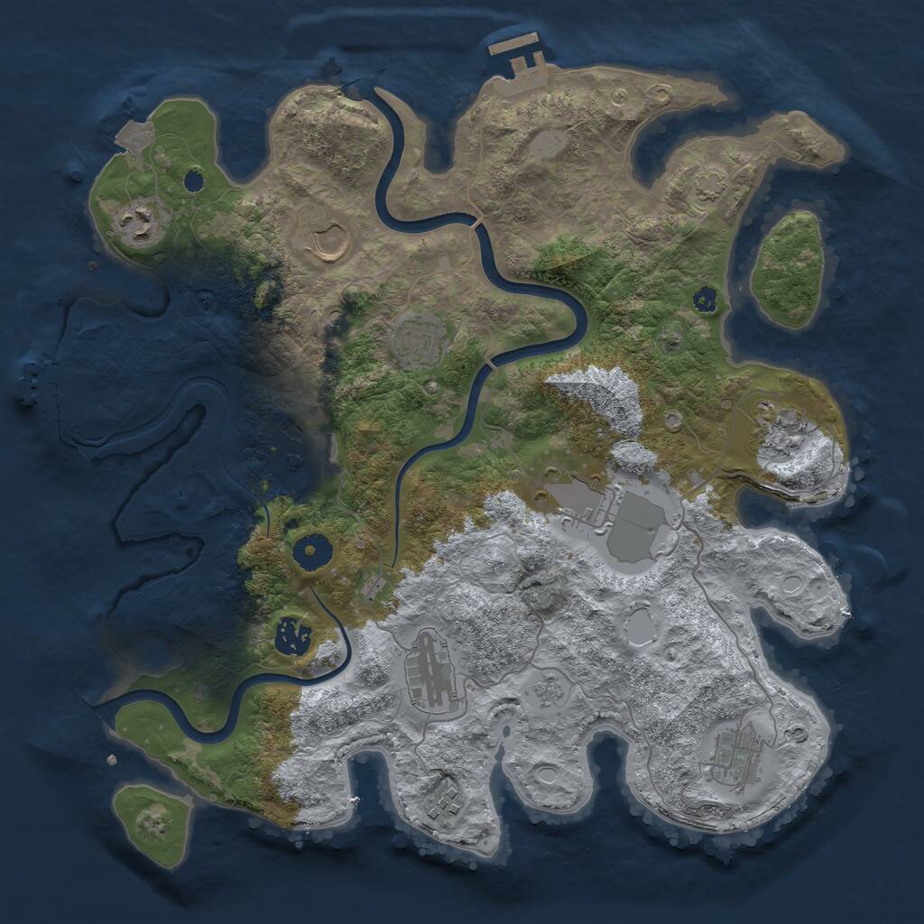 Rust Map: Procedural Map, Size: 3700, Seed: 2700820, 16 Monuments