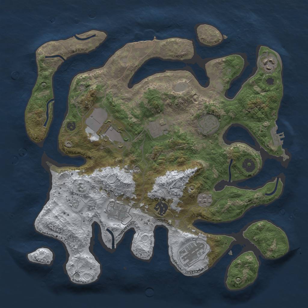 Rust Map: Procedural Map, Size: 3500, Seed: 2583731, 17 Monuments