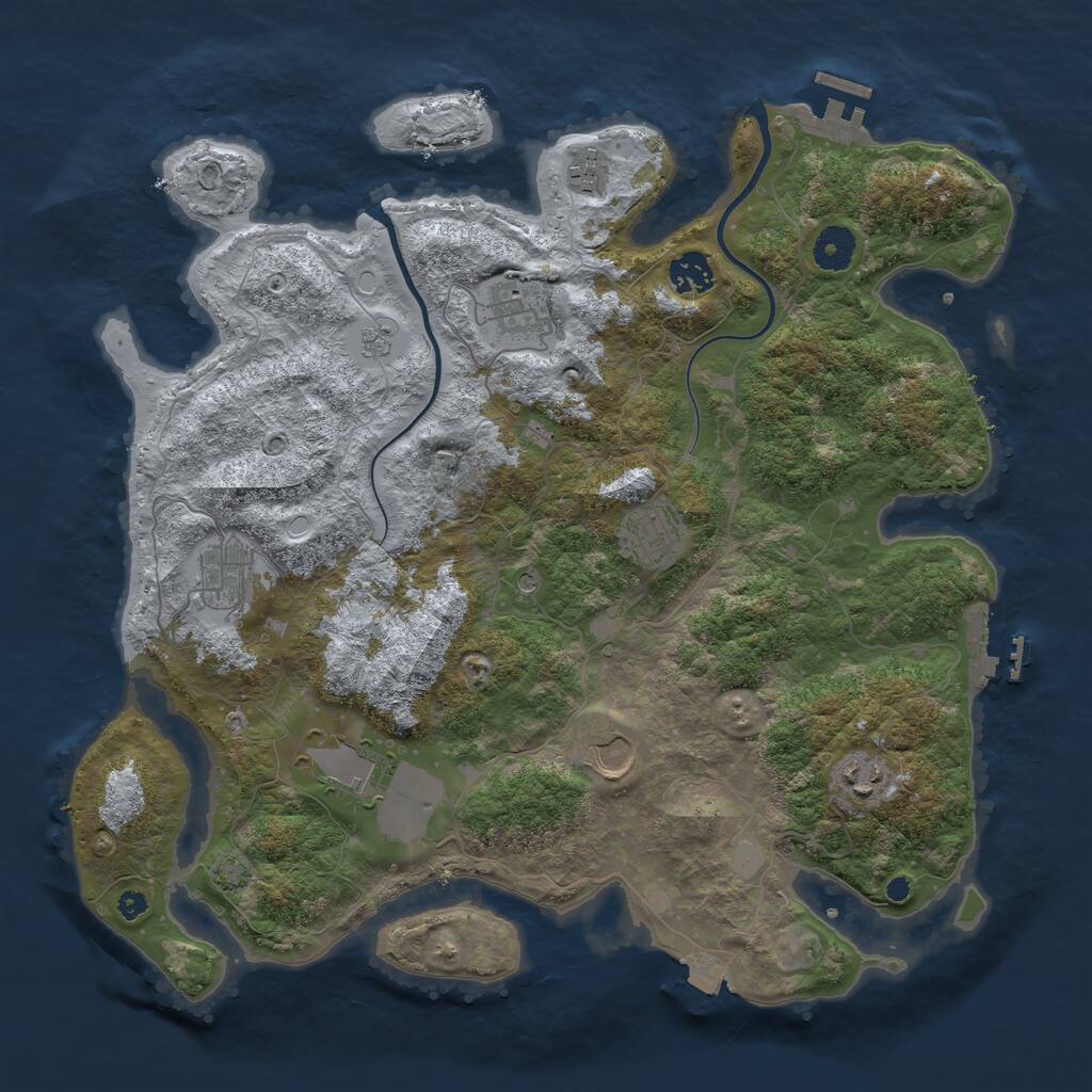 Rust Map: Procedural Map, Size: 3800, Seed: 2716811, 14 Monuments