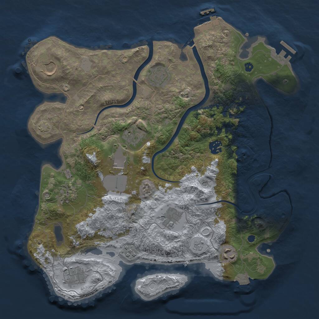 Rust Map: Procedural Map, Size: 3500, Seed: 3439369, 16 Monuments