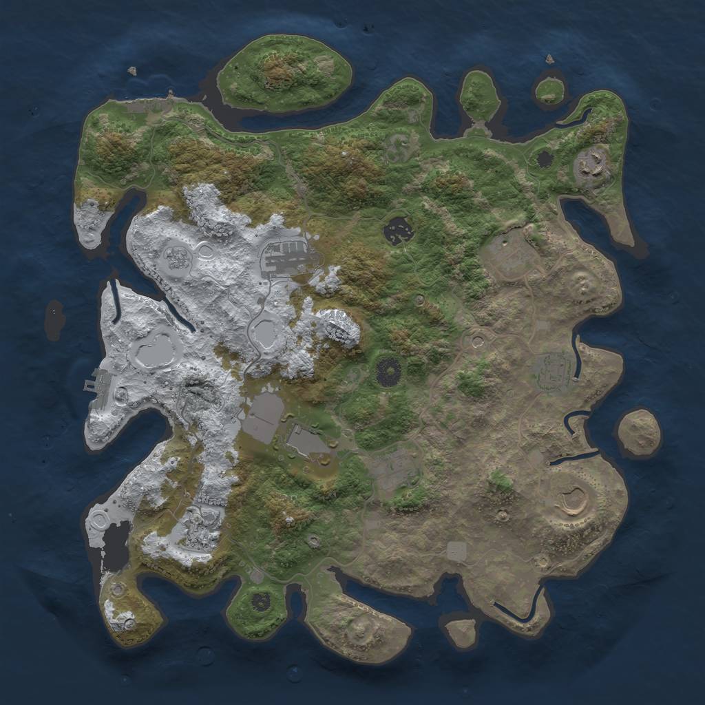 Rust Map: Procedural Map, Size: 3800, Seed: 1401352, 18 Monuments
