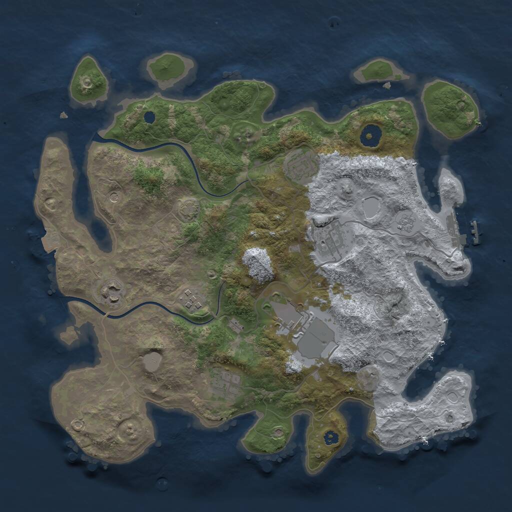 Rust Map: Procedural Map, Size: 3500, Seed: 3528977, 11 Monuments