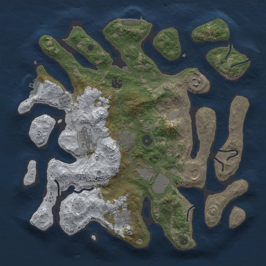 Rust Map: Procedural Map, Size: 3700, Seed: 2102241365, 17 Monuments