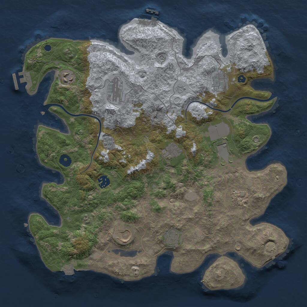 Rust Map: Procedural Map, Size: 3800, Seed: 5295873, 16 Monuments