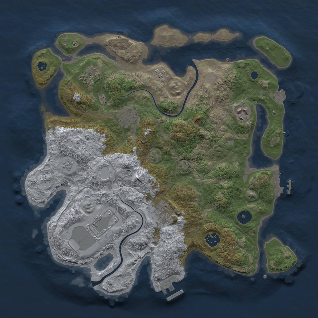 Rust Map: Procedural Map, Size: 3500, Seed: 3788995, 13 Monuments