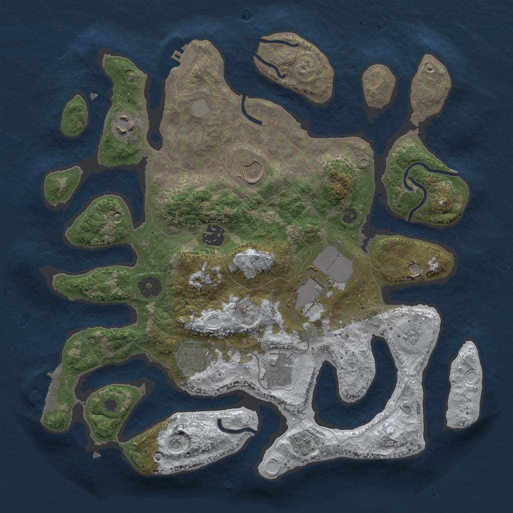 Rust Map: Procedural Map, Size: 3500, Seed: 5344769, 16 Monuments