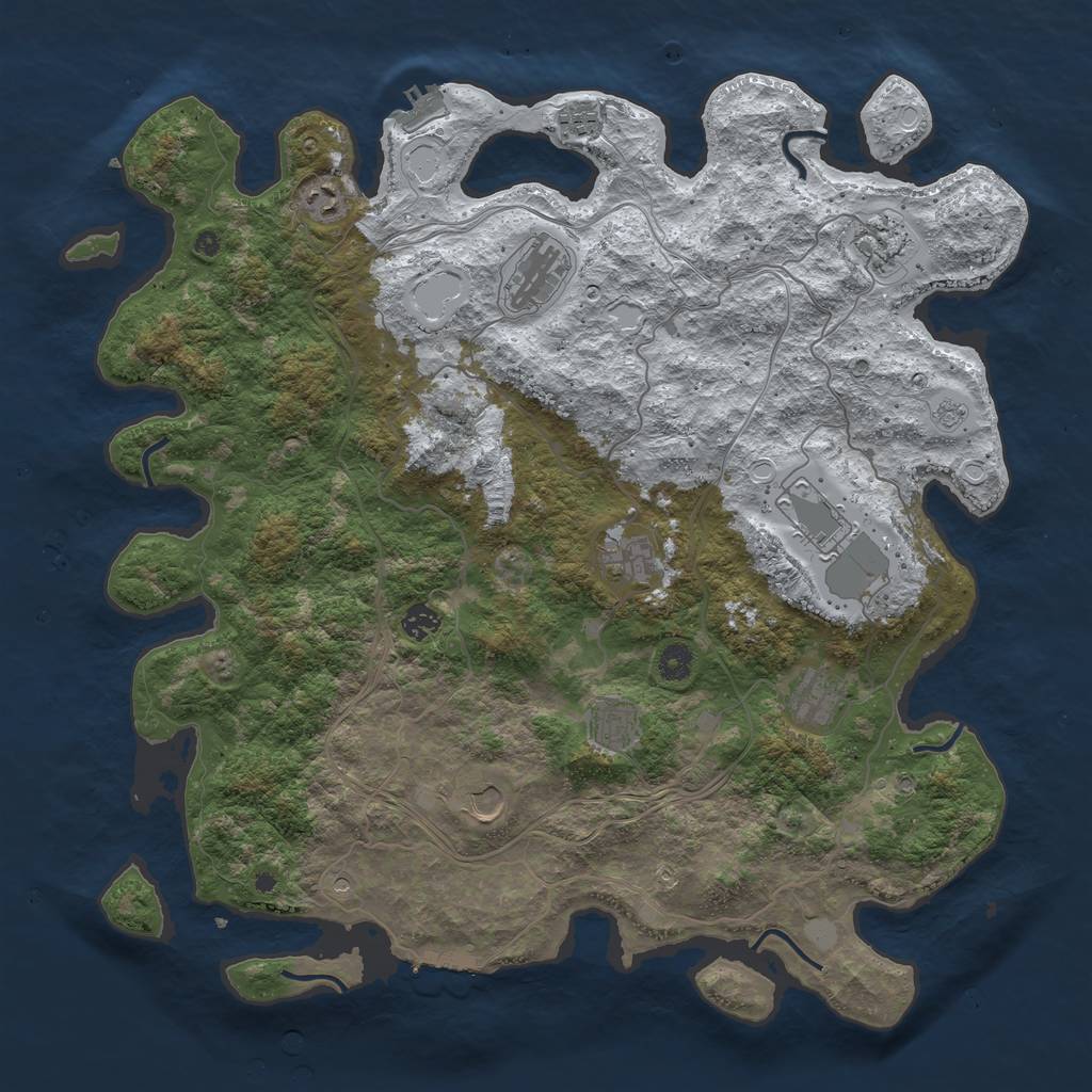 Rust Map: Procedural Map, Size: 4500, Seed: 2320183, 19 Monuments