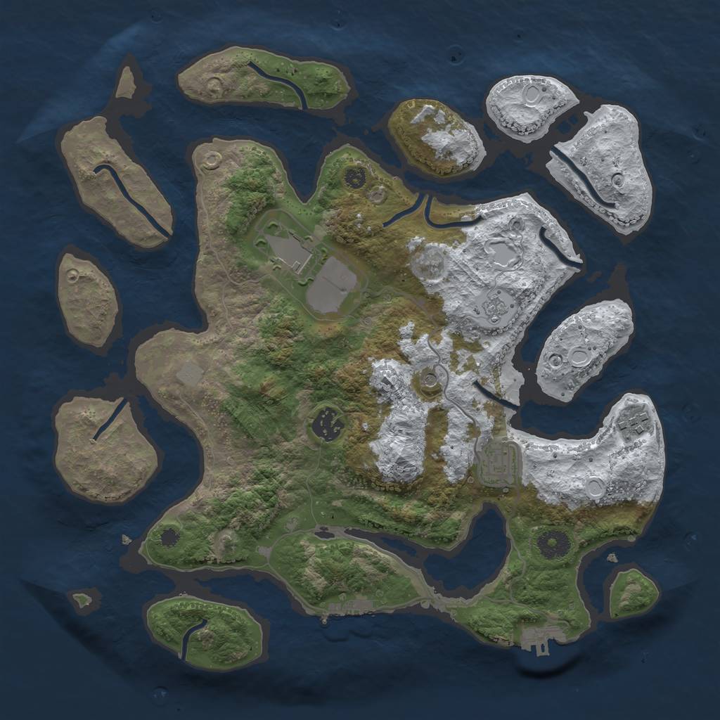 Rust Map: Procedural Map, Size: 3500, Seed: 563234, 13 Monuments