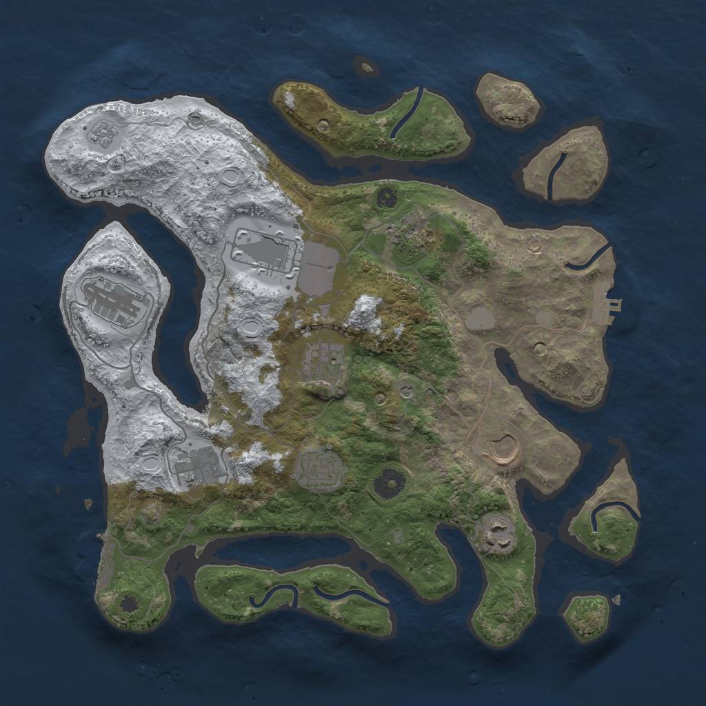 Rust Map: Procedural Map, Size: 3500, Seed: 1435428, 17 Monuments