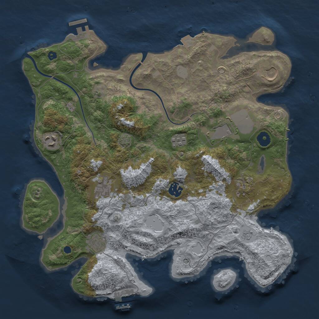 Rust Map: Procedural Map, Size: 3500, Seed: 541976, 14 Monuments