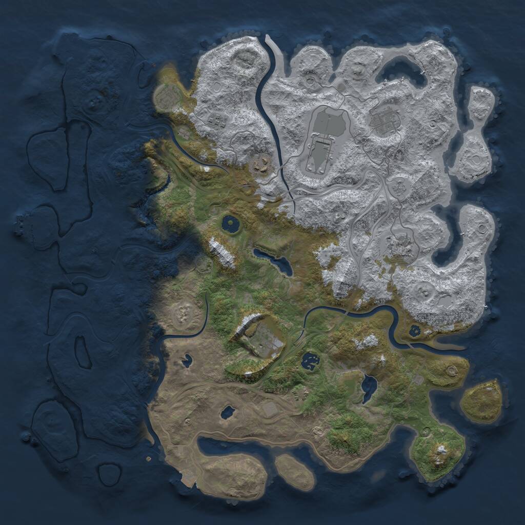 Rust Map: Procedural Map, Size: 4500, Seed: 1355870, 14 Monuments