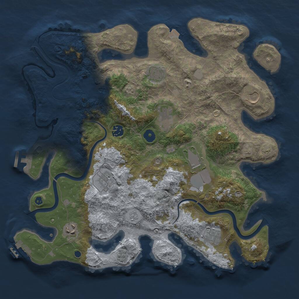 Rust Map: Procedural Map, Size: 3800, Seed: 1704908, 16 Monuments
