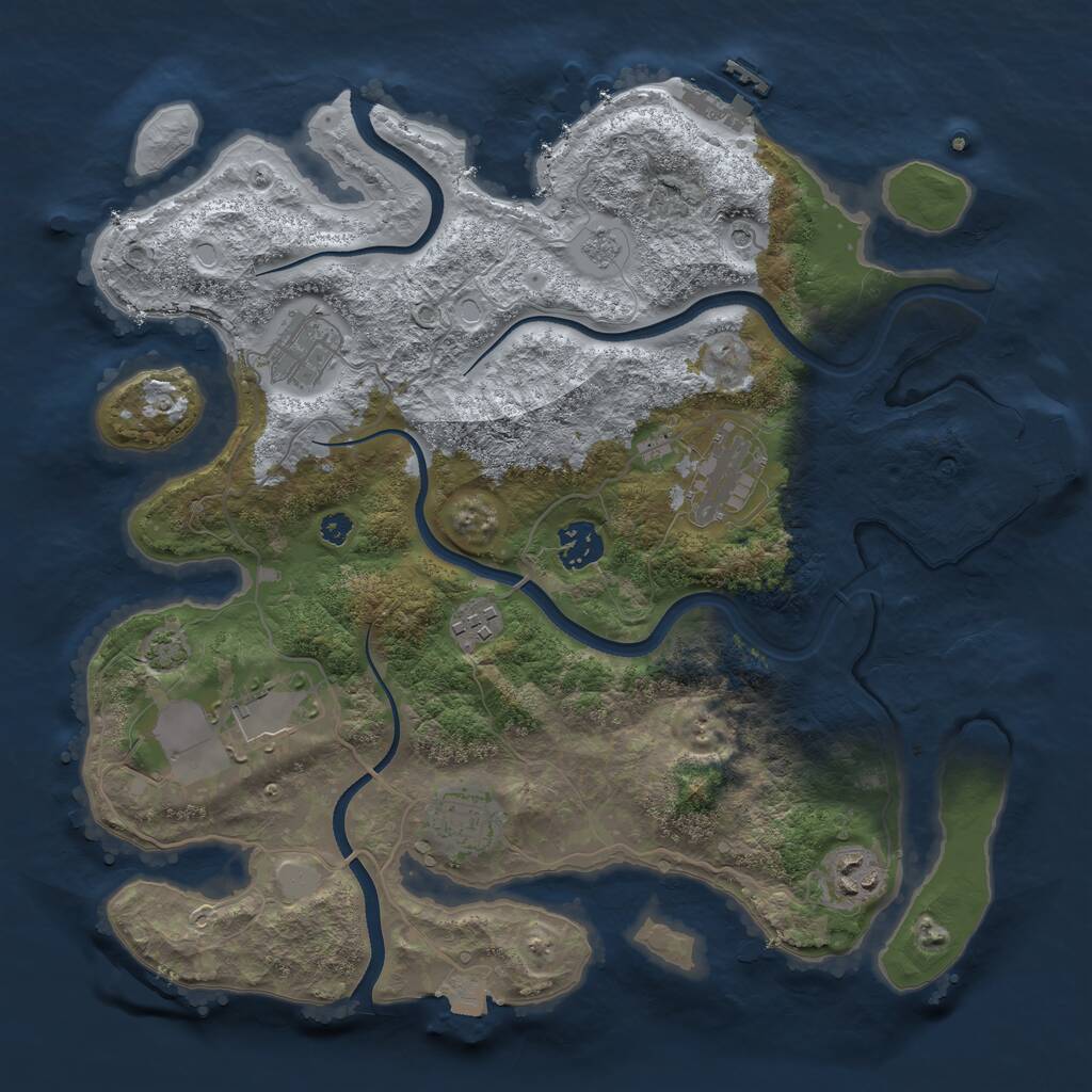 Rust Map: Procedural Map, Size: 3500, Seed: 1642959, 13 Monuments