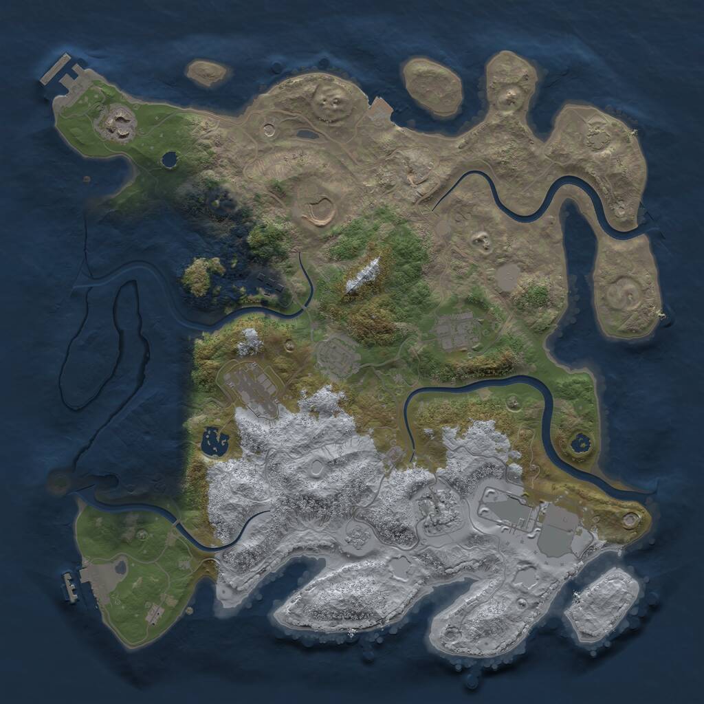 Rust Map: Procedural Map, Size: 3700, Seed: 5764964, 15 Monuments