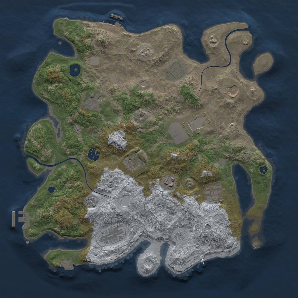 Rust Map: Procedural Map, Size: 3700, Seed: 4969898, 16 Monuments
