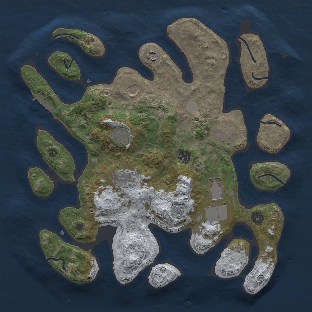Rust Map: Procedural Map, Size: 3700, Seed: 1663983, 15 Monuments