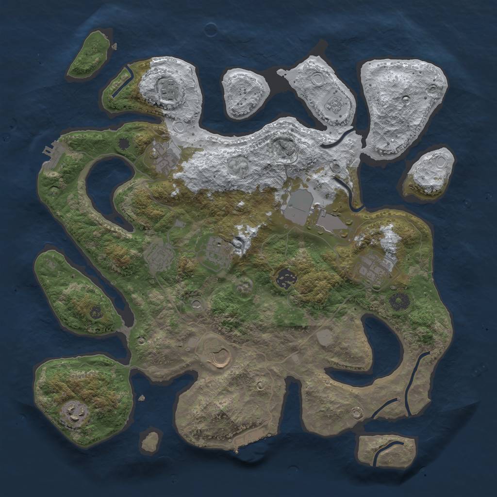 Rust Map: Procedural Map, Size: 3800, Seed: 2249015, 18 Monuments