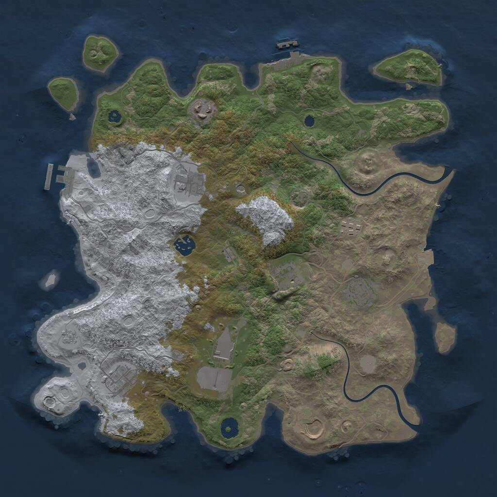 Rust Map: Procedural Map, Size: 3800, Seed: 3785038, 15 Monuments