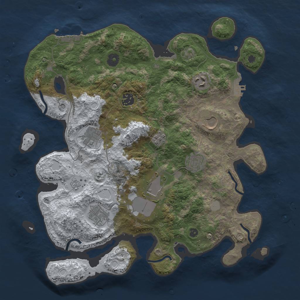 Rust Map: Procedural Map, Size: 3500, Seed: 1200308, 17 Monuments