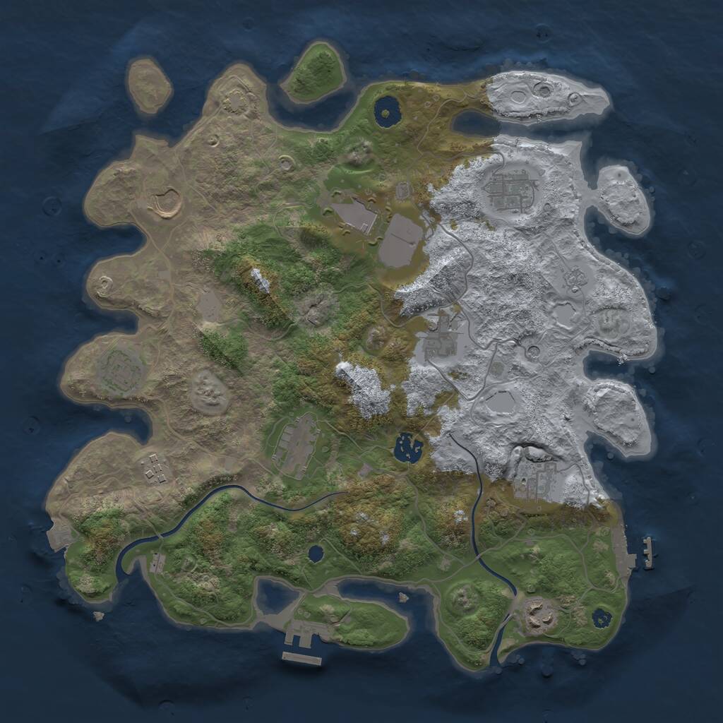 Rust Map: Procedural Map, Size: 3700, Seed: 3529260, 16 Monuments
