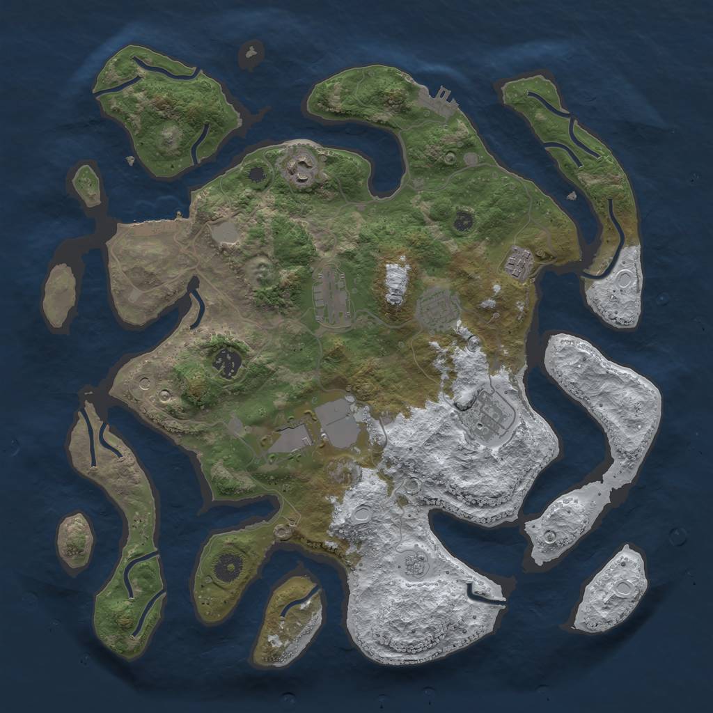 Rust Map: Procedural Map, Size: 3800, Seed: 5365719, 16 Monuments