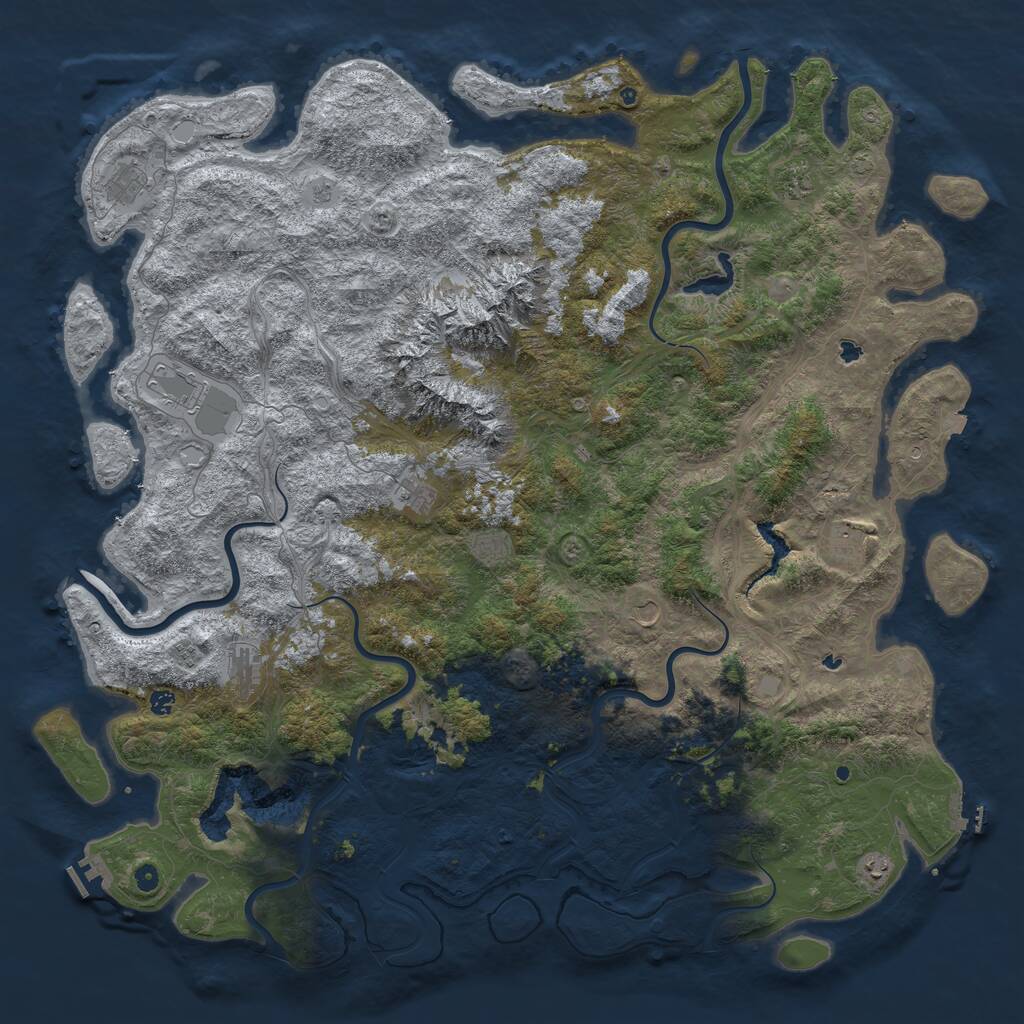 Rust Map: Procedural Map, Size: 6000, Seed: 123059680, 17 Monuments
