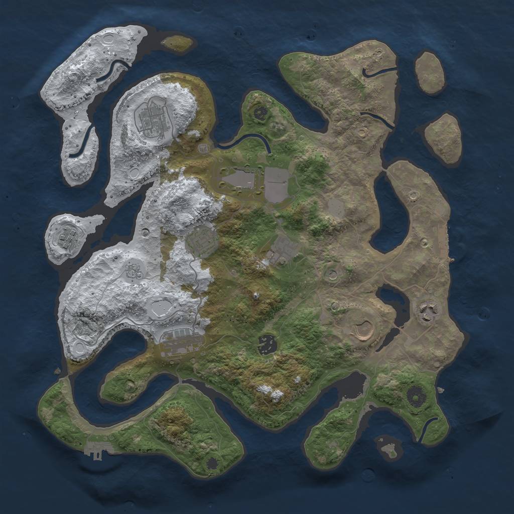Rust Map: Procedural Map, Size: 3800, Seed: 5527630, 18 Monuments