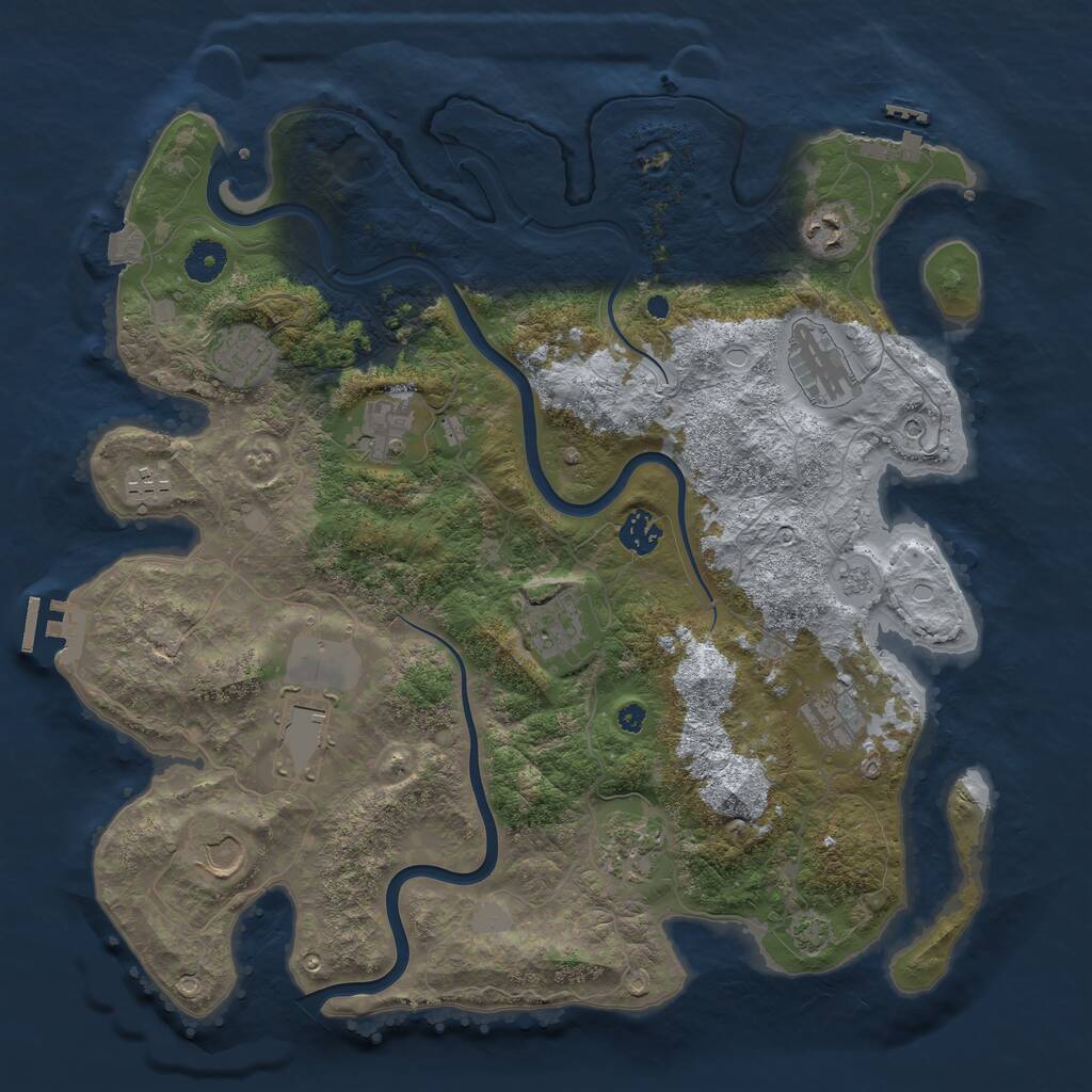 Rust Map: Procedural Map, Size: 3950, Seed: 1409129510, 17 Monuments