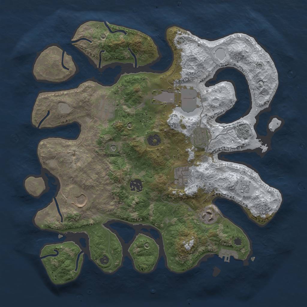 Rust Map: Procedural Map, Size: 3500, Seed: 2128110, 16 Monuments