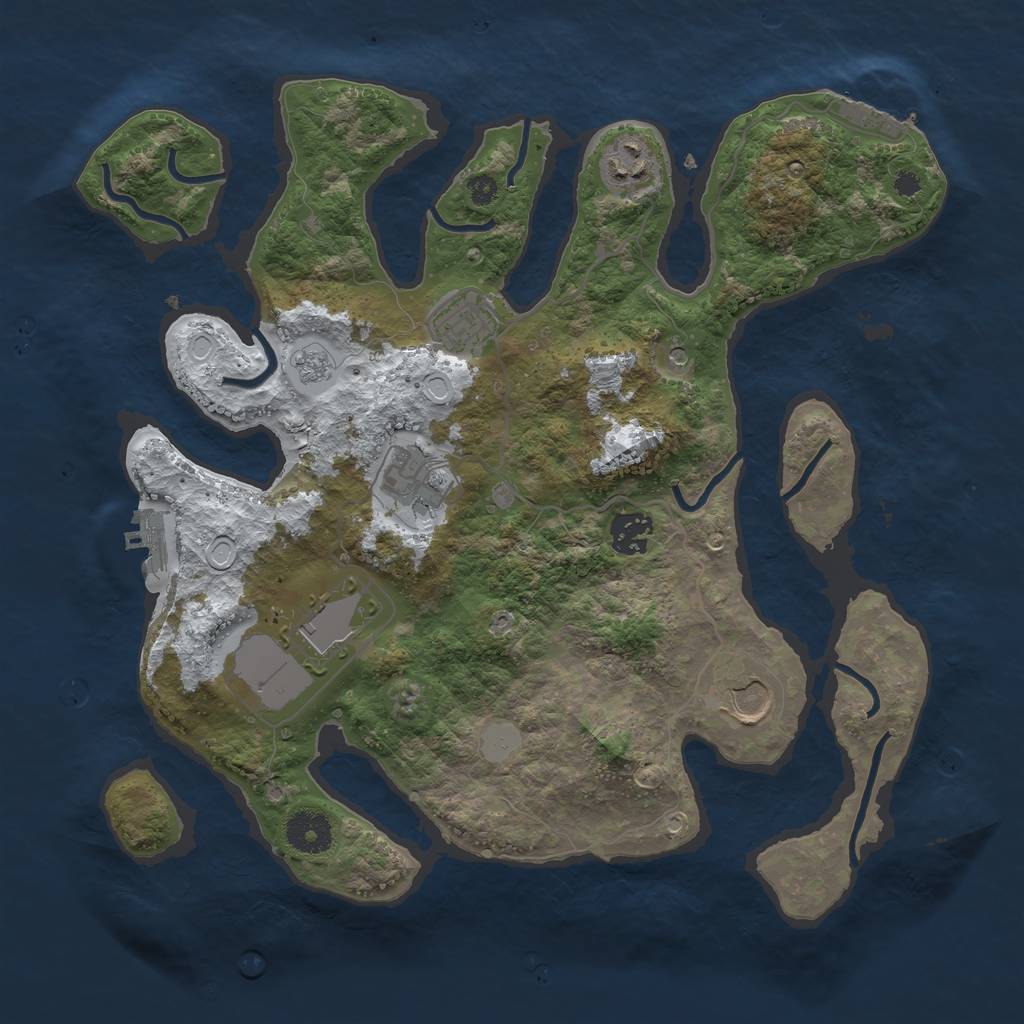 Rust Map: Procedural Map, Size: 3500, Seed: 3276905, 15 Monuments