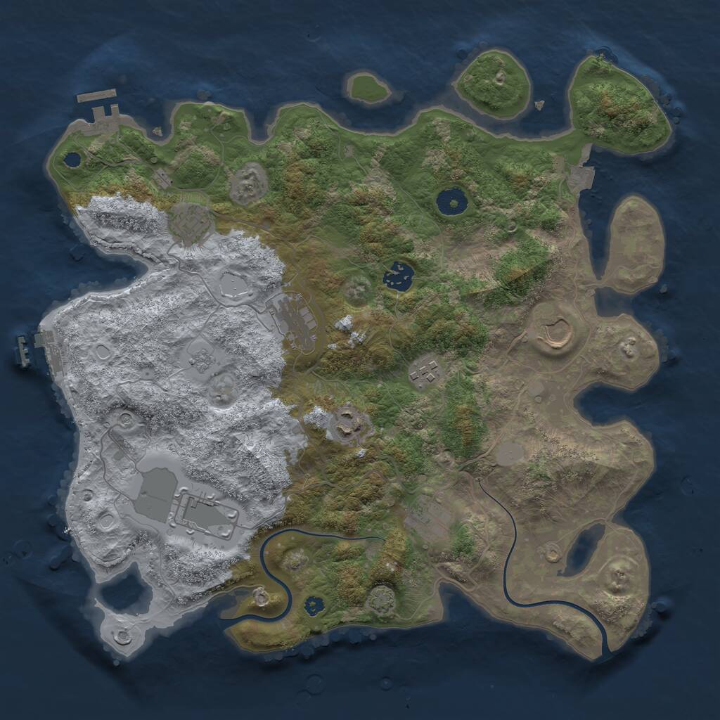 Rust Map: Procedural Map, Size: 3700, Seed: 2401638, 14 Monuments